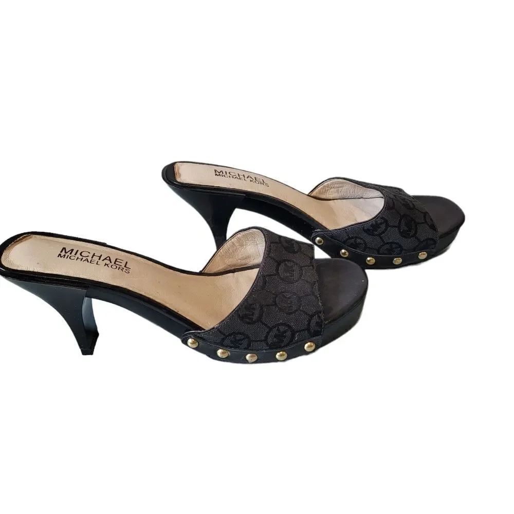 Michael Kors Black Mules With Nailhead Detail
